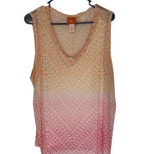 Hearts of Palm Women's Plus 2X Geometric V-Neck Sleeveless Tank Top Multicolor